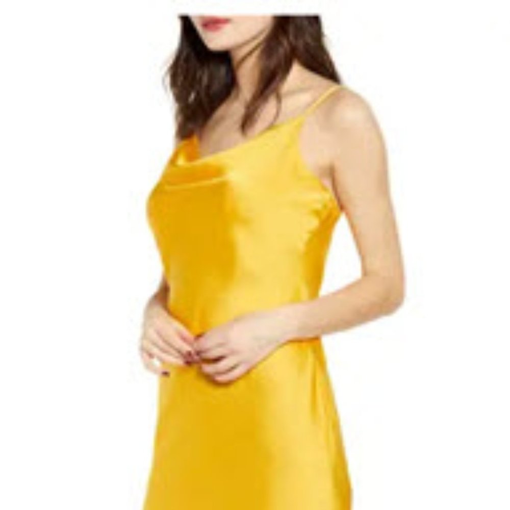 NWOT J.O.A. Yellow Bias Midi Slip Dress